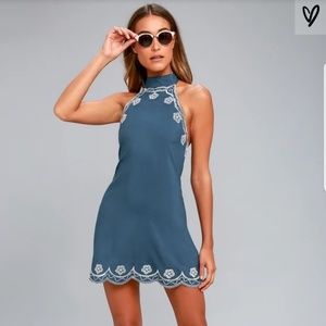 Lulu's blue mini halter dress